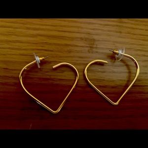 Gold Abstract Heart Earrings & Backs
